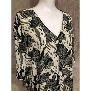 20W Plus Green Beige Top Blouse Short Sleeve La Design #395